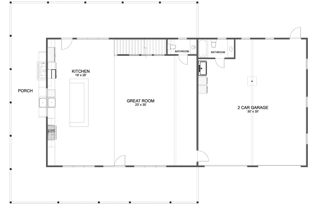 Modern House Plan - Trussville 43892 - 1st Floor Plan