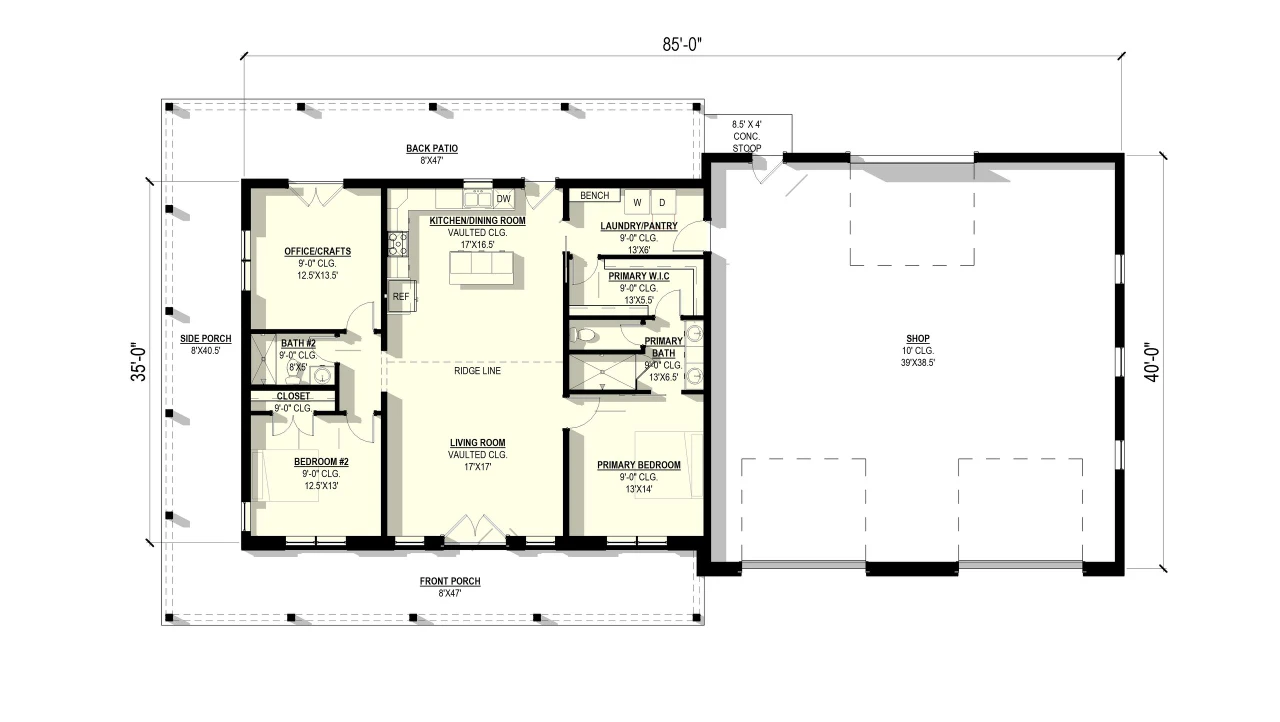 Ranch House Plan - Allium 52765 - 1st Floor Plan