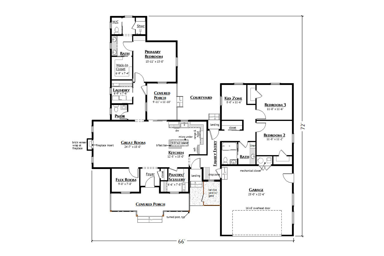 Farmhouse House Plan - Woodside 3a 26938 - 1st Floor Plan