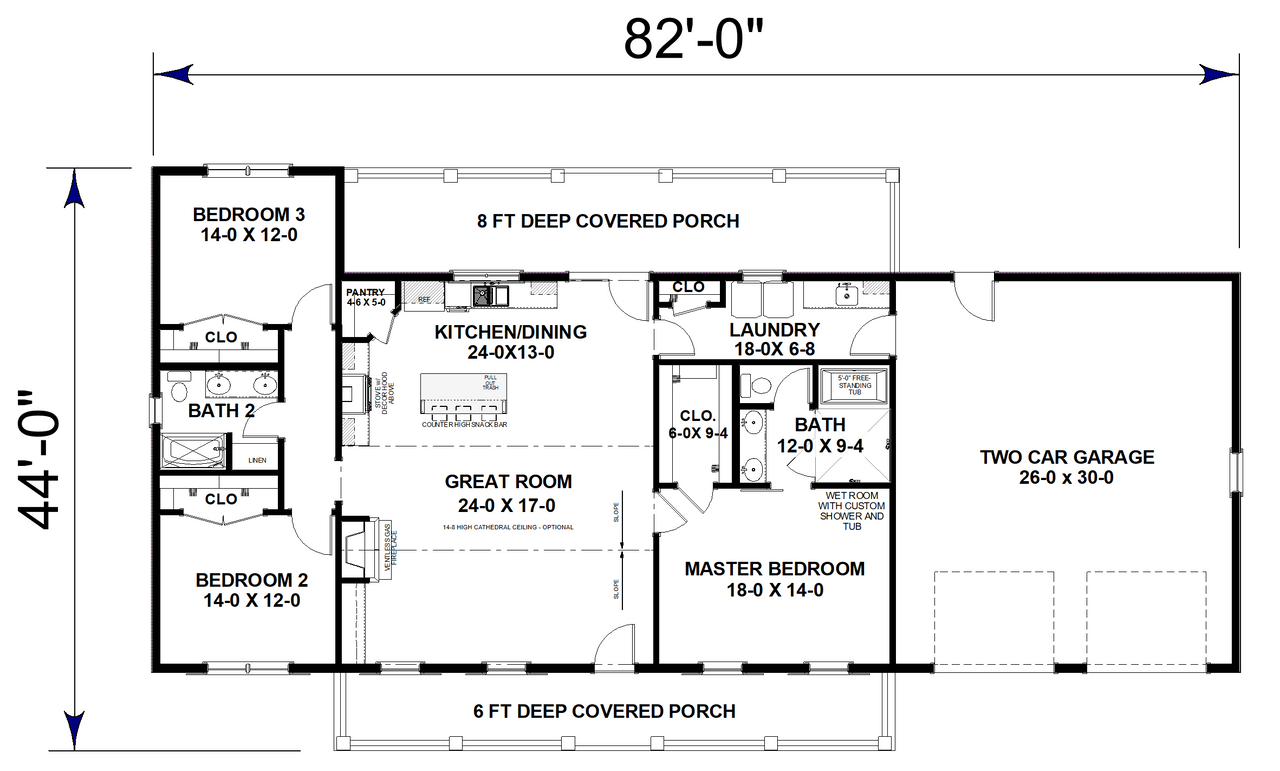 Farmhouse House Plan - 75493 - 1st Floor Plan
