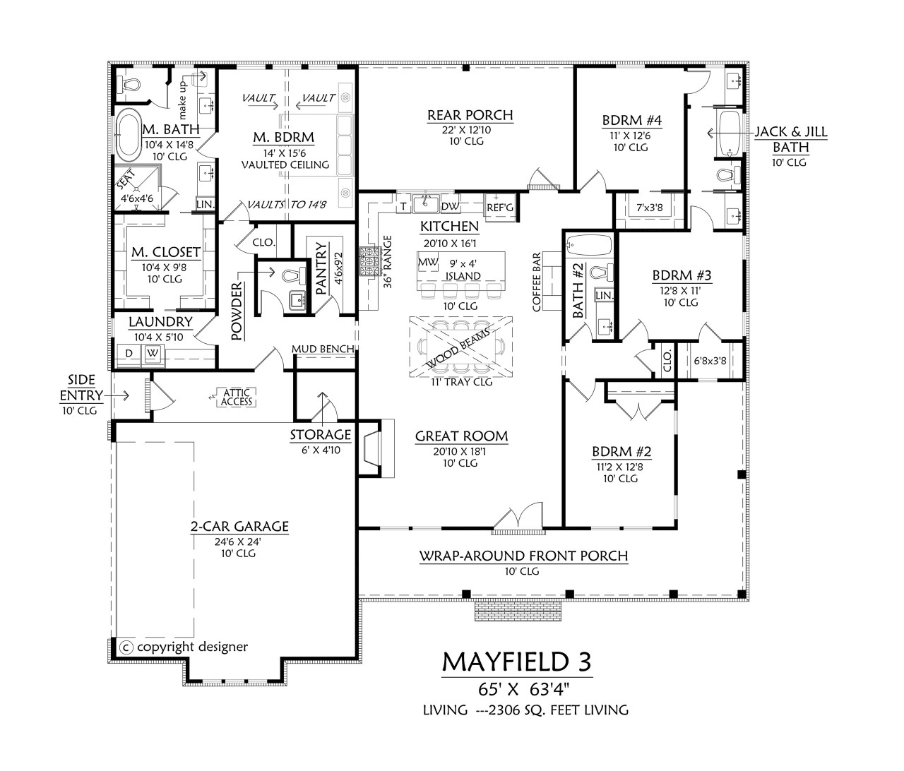 Farmhouse House Plan - Mayfield 3 70256 - 1st Floor Plan