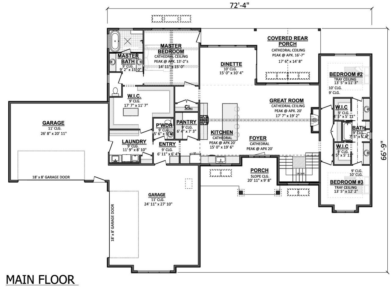 Craftsman House Plan - 60519 - 1st Floor Plan