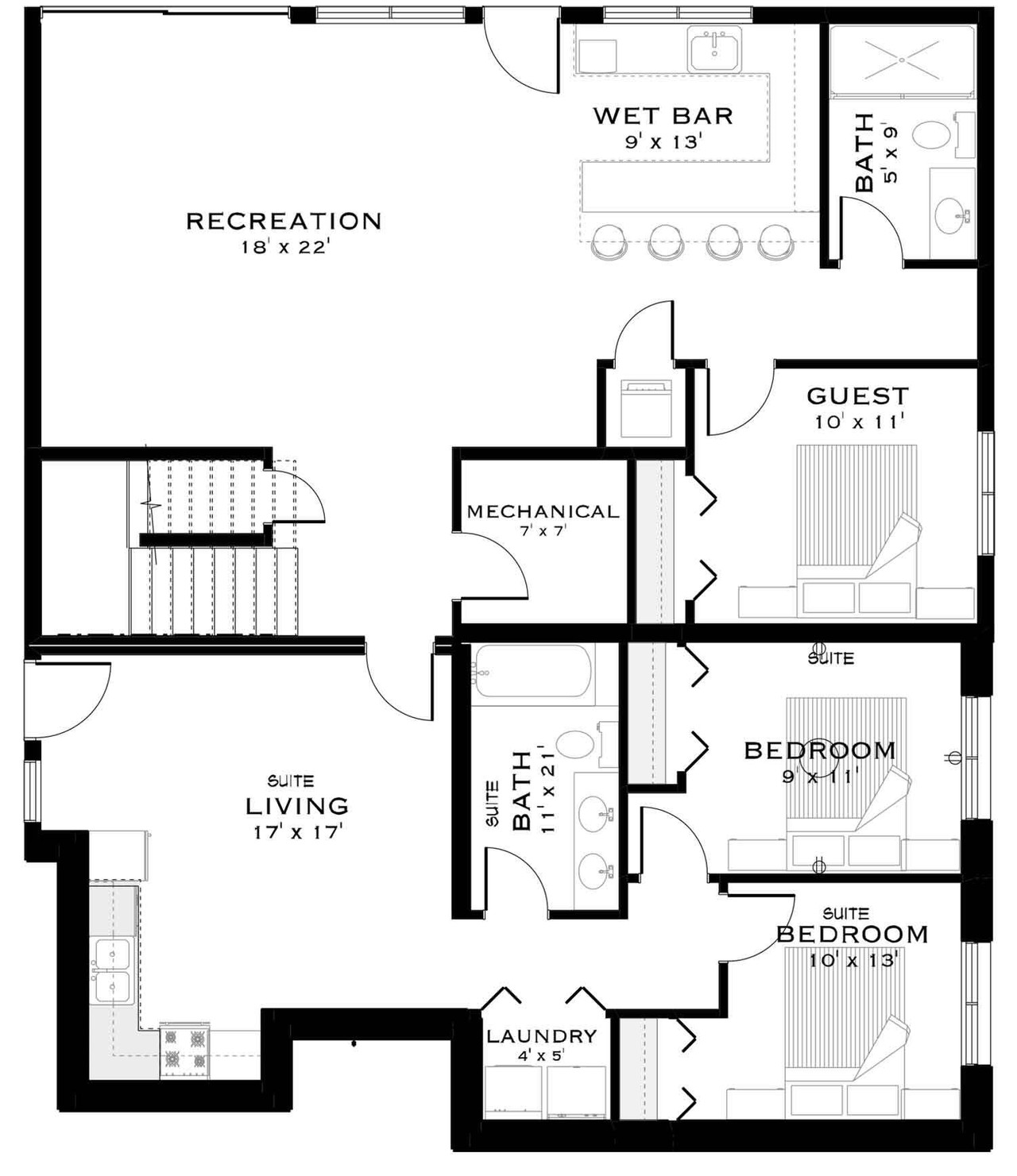 Contemporary House Plan - The Panorama 76465 - Basement Floor Plan