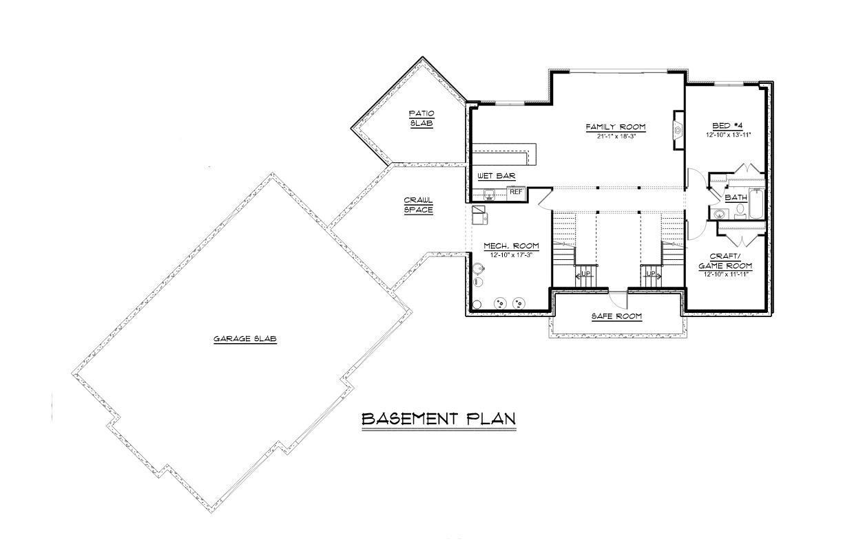 Farmhouse House Plan - 20672 - Basement Floor Plan