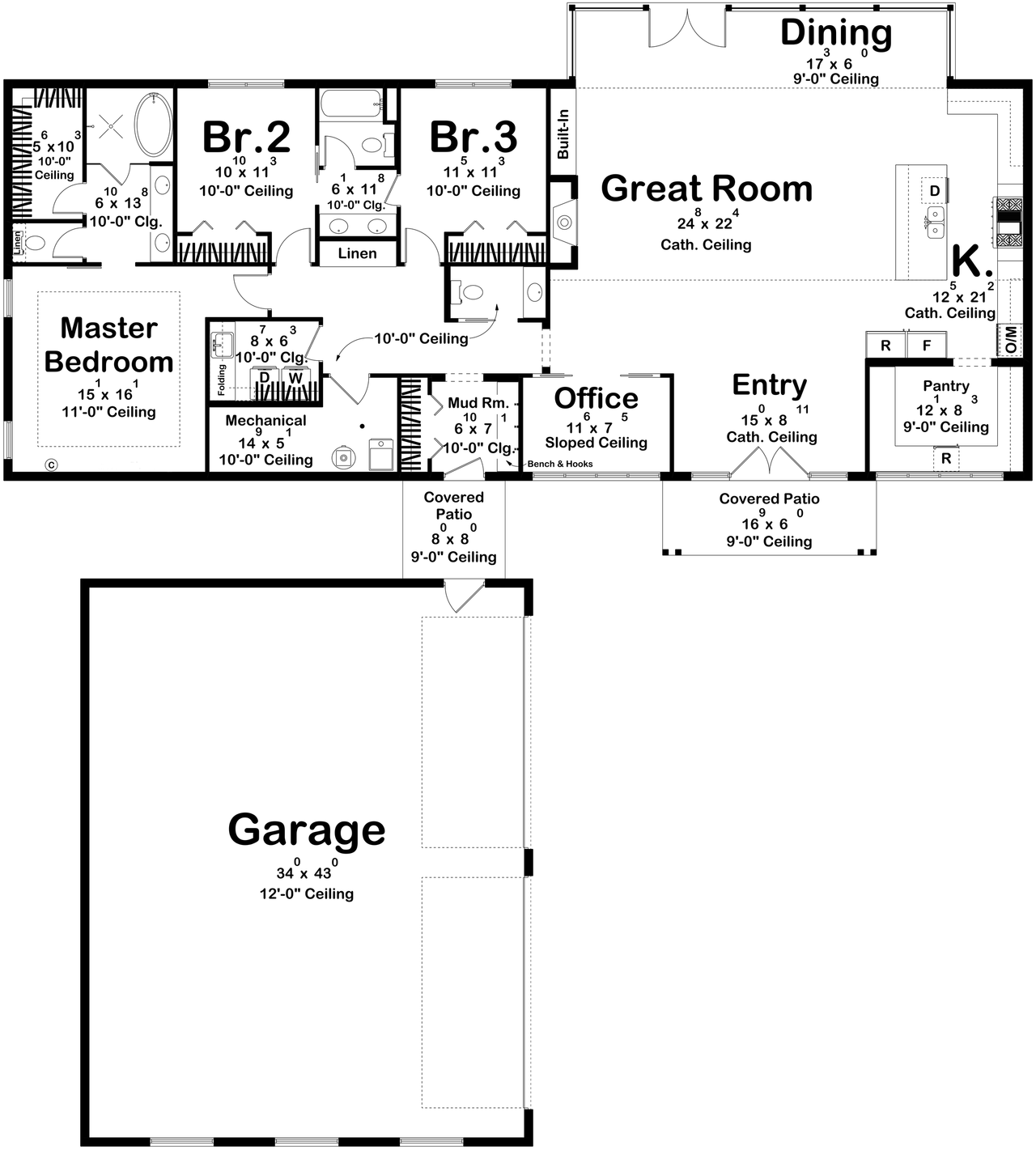 Mountain Rustic House Plan - Sherwood 57881 - 1st Floor Plan