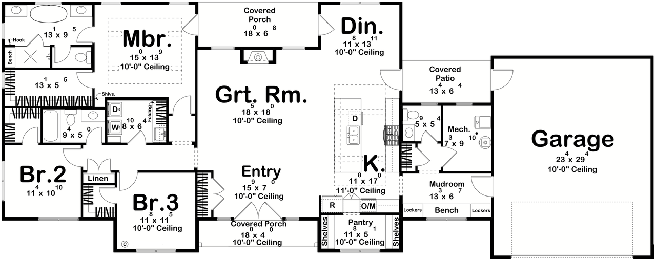Farmhouse House Plan - Denton Creek 71717 - 1st Floor Plan