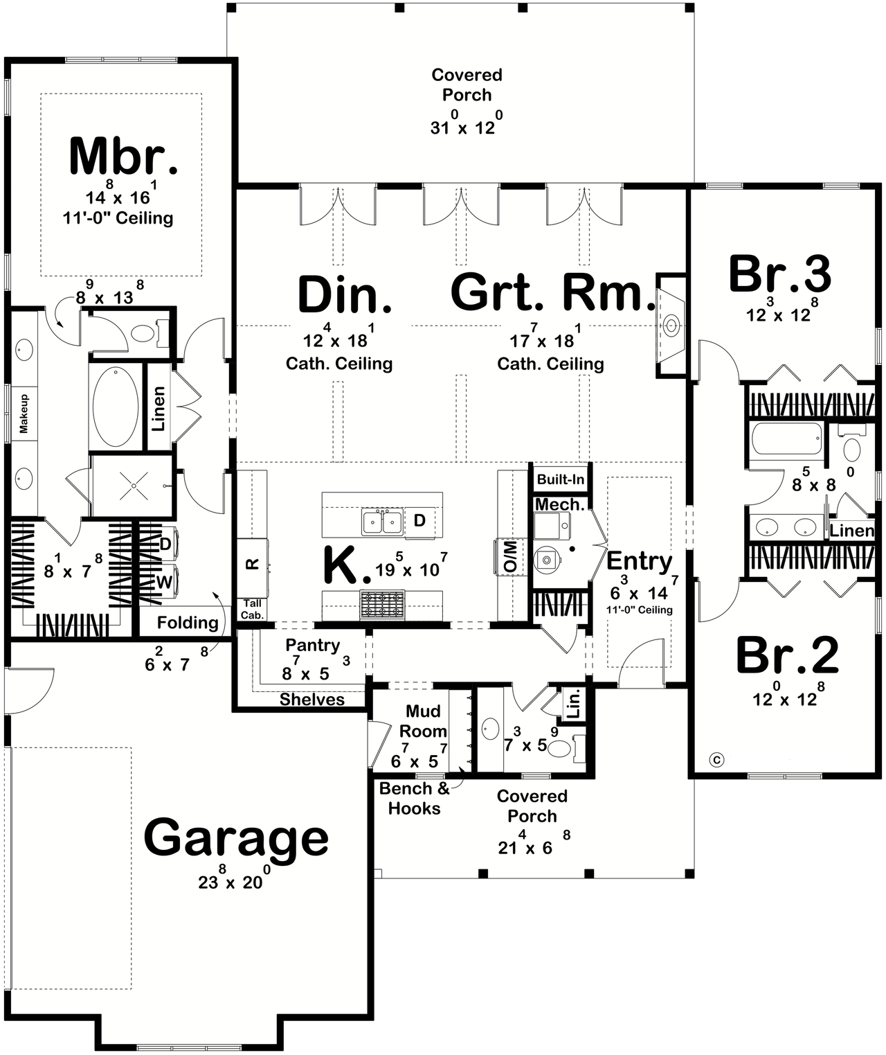 Farmhouse House Plan - Waybright Woods 70157 - 1st Floor Plan