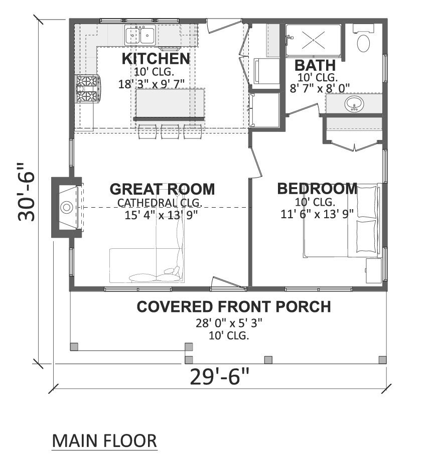Cottage House Plan - 94955 - 1st Floor Plan