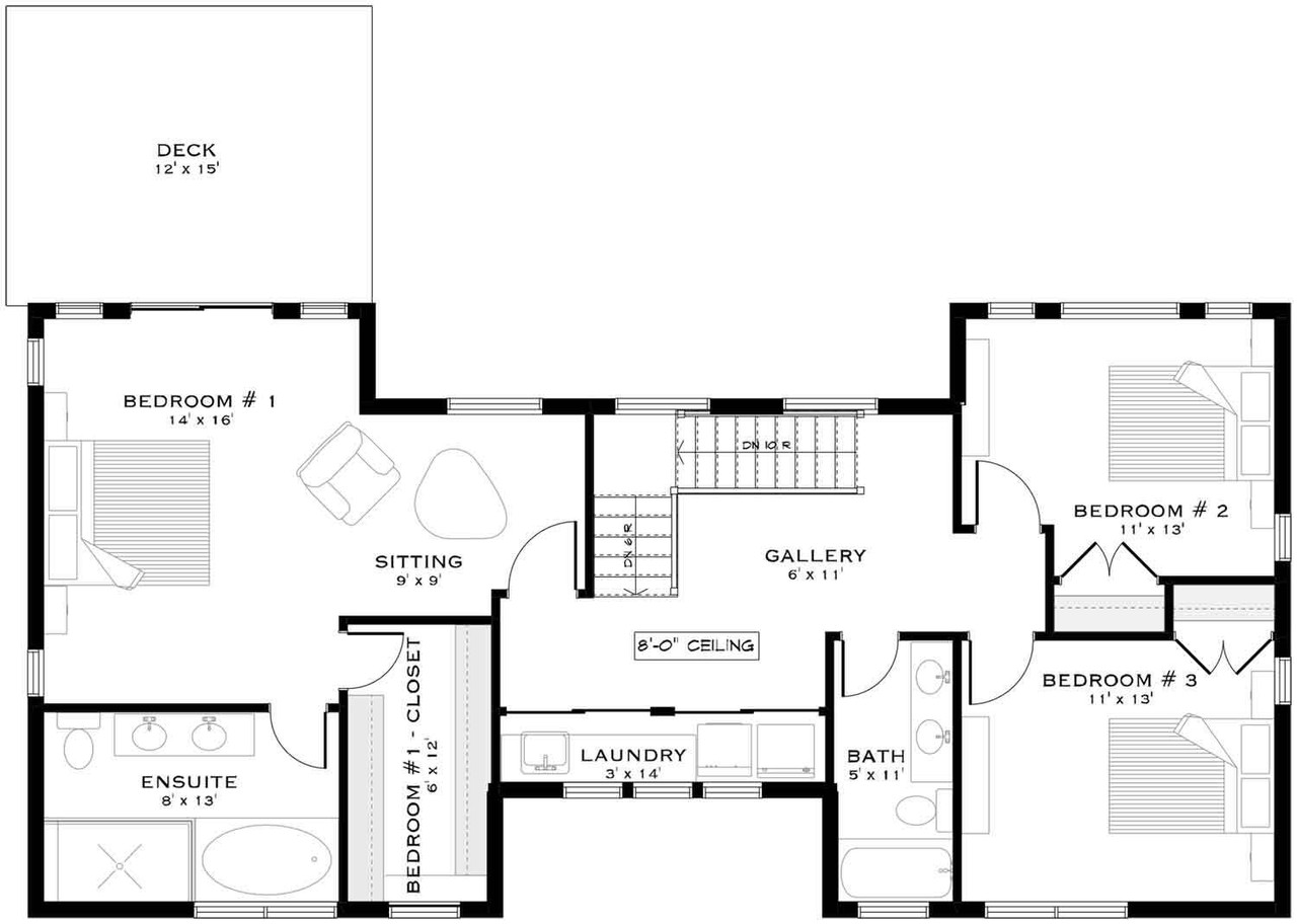 Secondary Image - Modern House Plan - Everwoods 11305 - 2nd Floor Plan