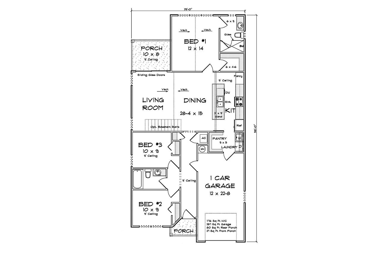 Country House Plan - 64347 - 1st Floor Plan