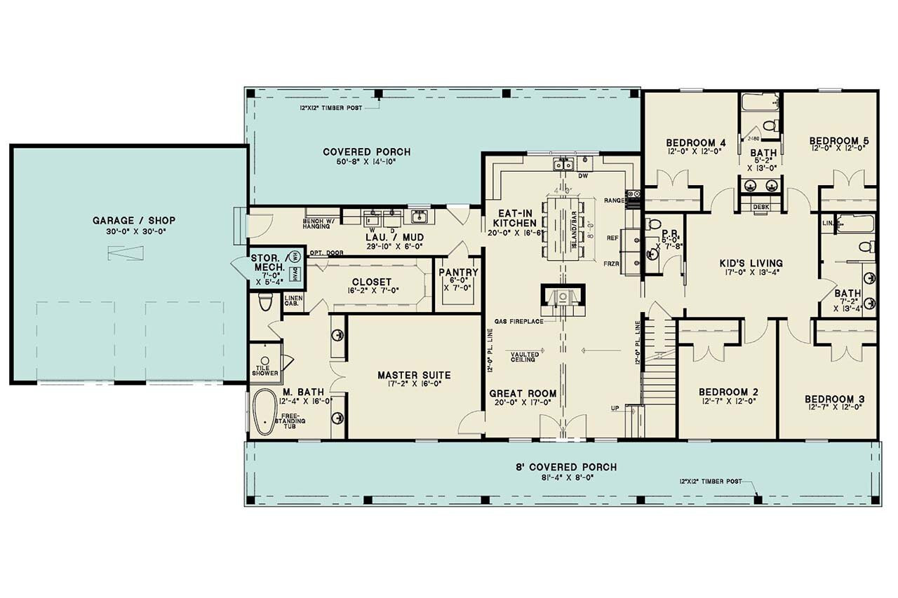 Ranch House Plan - Willow Ridge 53313 - 1st Floor Plan