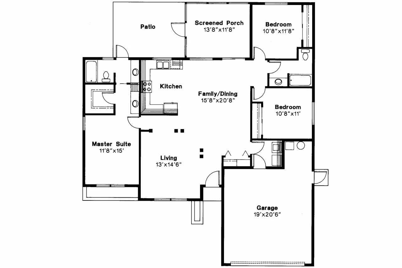 Mediterranean House Plan - Anton 88294 - 1st Floor Plan