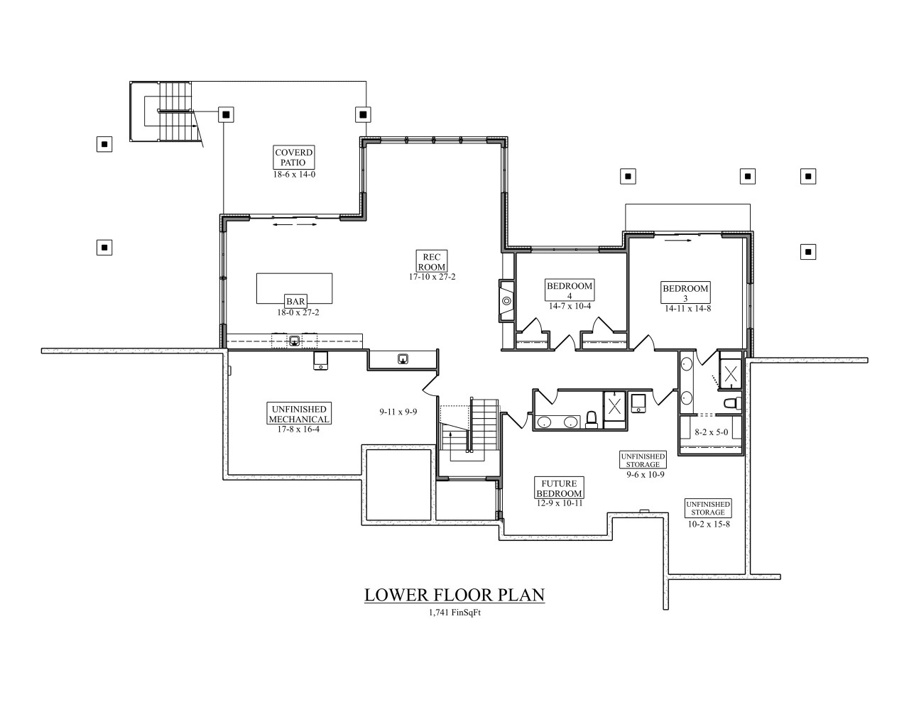 Craftsman House Plan - Eldin Springs 74396 - Basement Floor Plan