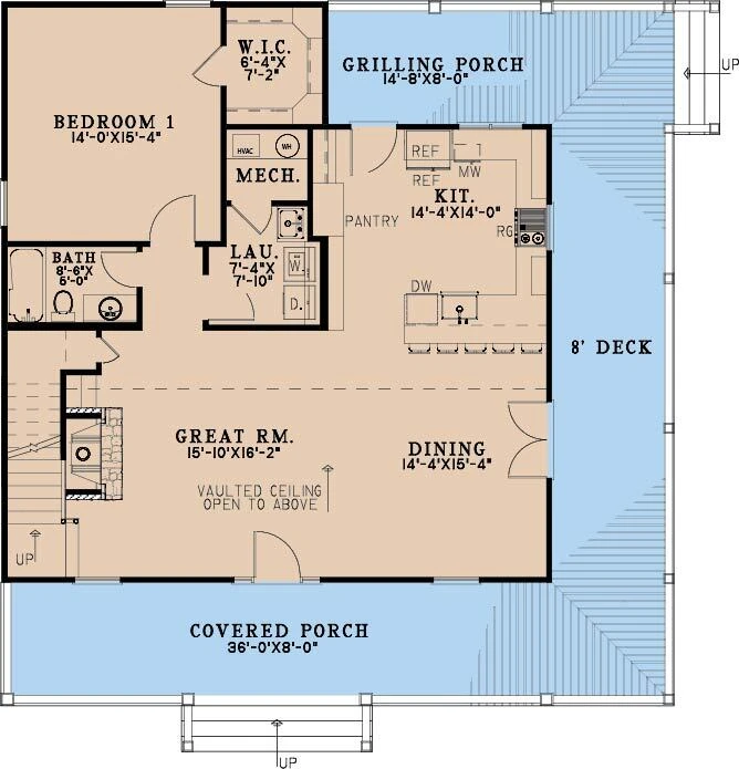 Farmhouse House Plan - Cedar Ridge 53064 - 1st Floor Plan