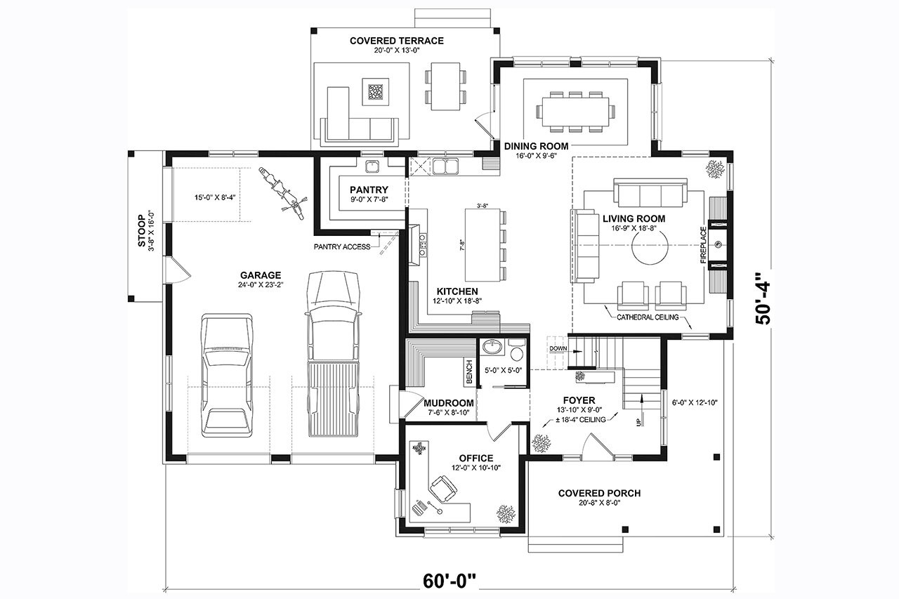 Farmhouse House Plan - New Cotton Country 3 96044 - 1st Floor Plan