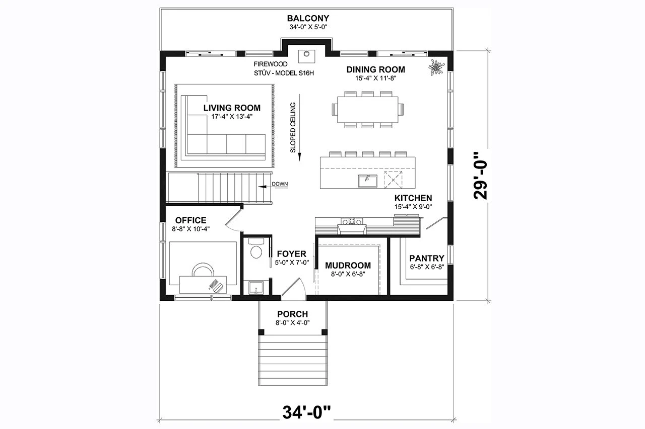 Mountain Rustic House Plan - Dahilia 2 49461 - 1st Floor Plan