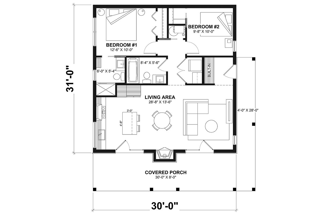 Modern House Plan - Bonzai 3 51258 - 1st Floor Plan