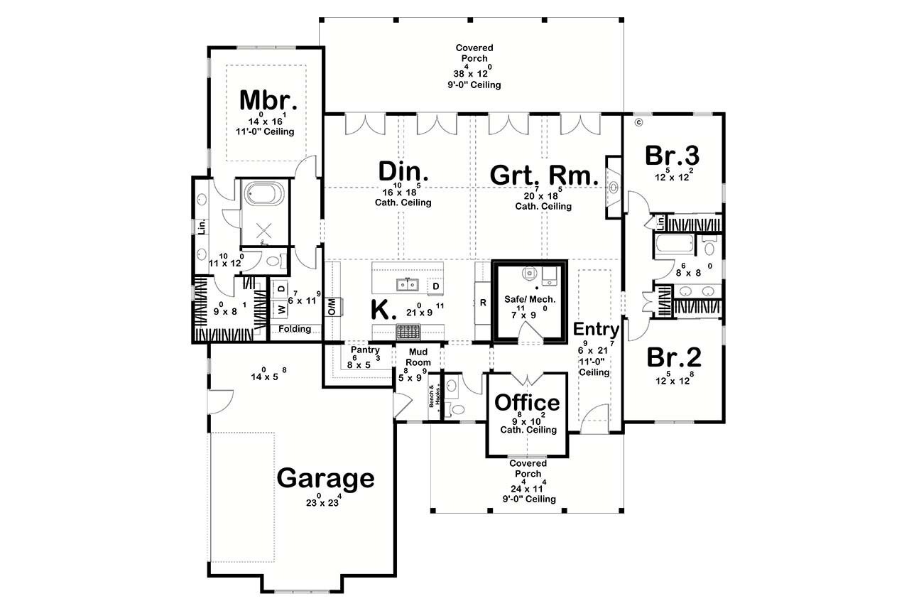 Farmhouse House Plan - Post Stone 67759 - Optional Floor Plan
