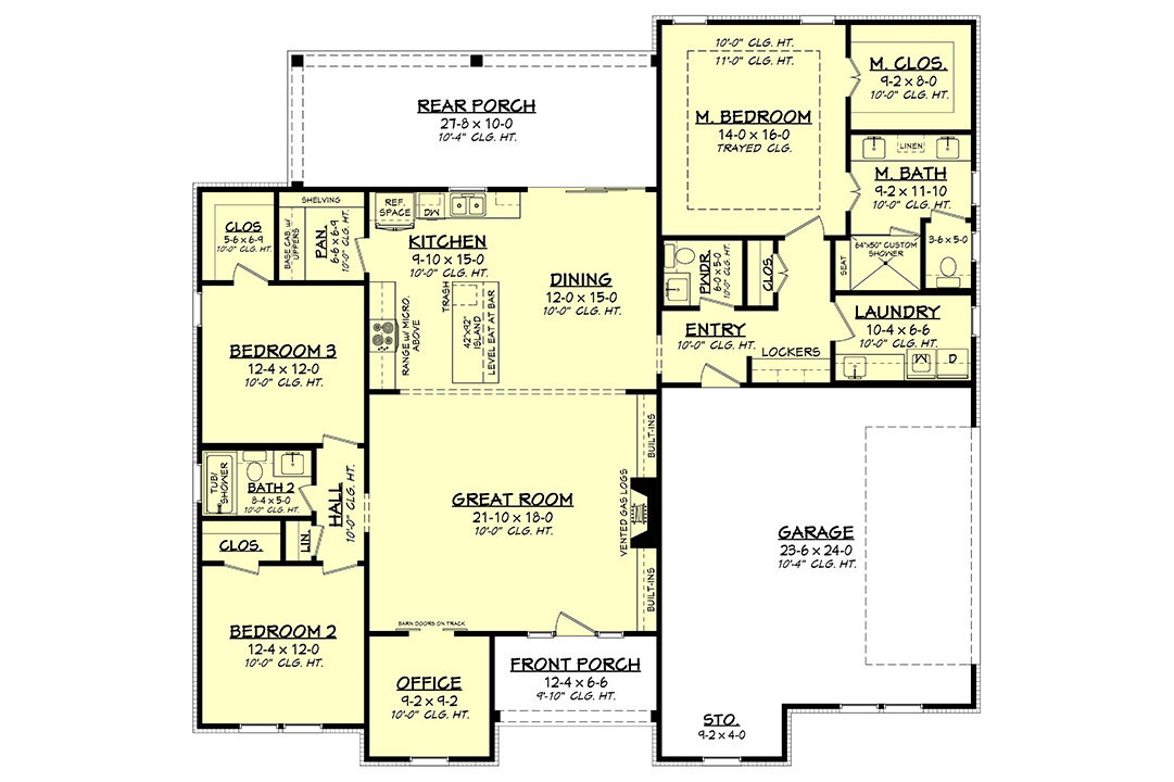 Farmhouse House Plan - Charter Oak 76599 - 1st Floor Plan