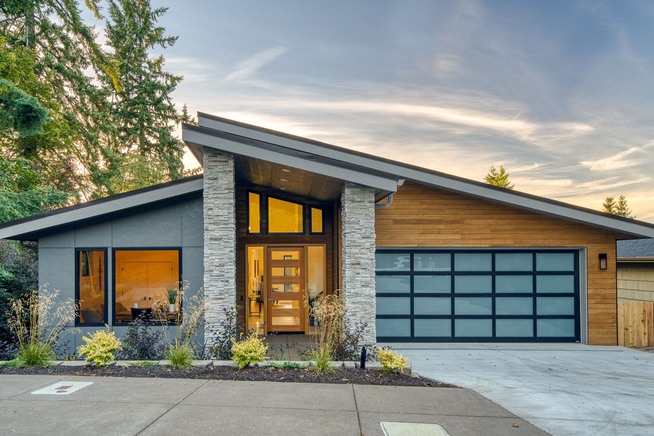 contemporary house garage