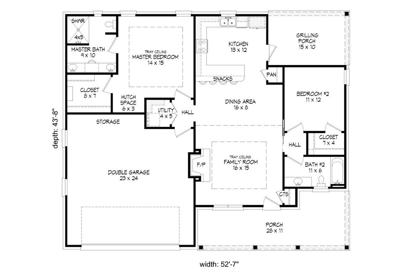 Traditional House Plan - 10016 - 1st Floor Plan