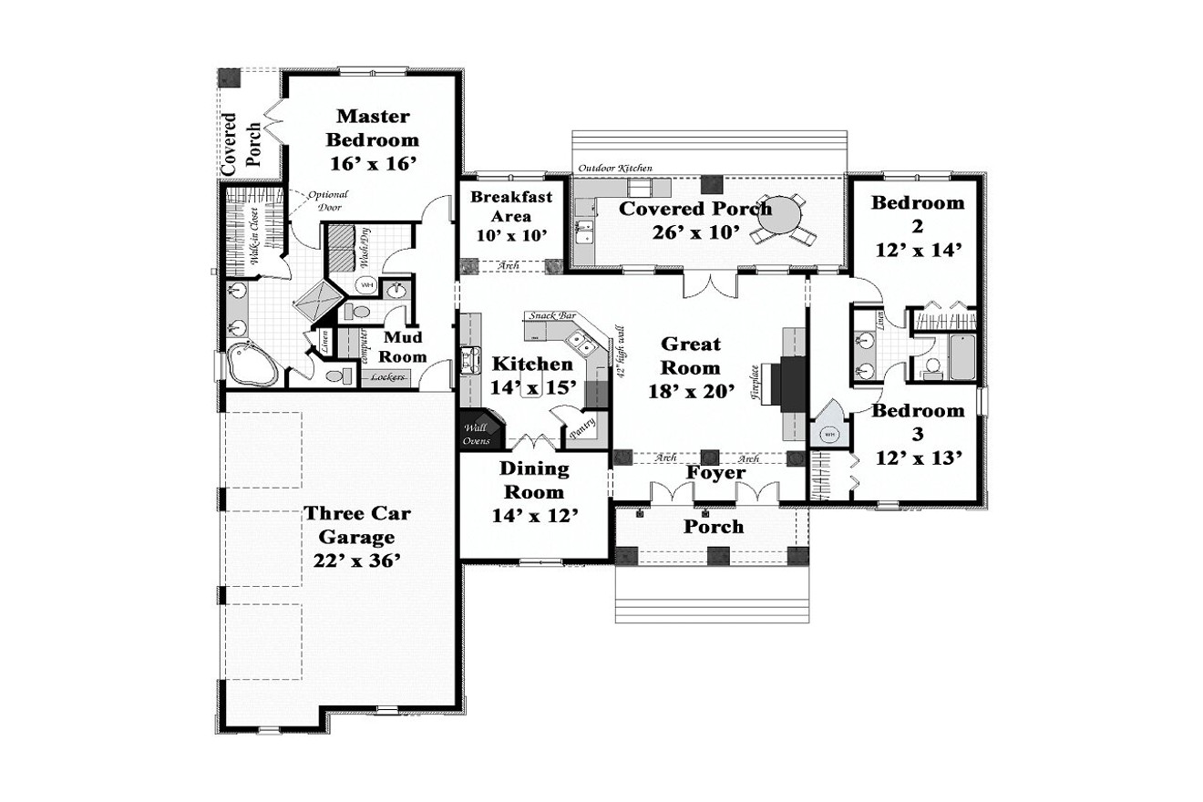 European House Plan - 10377 - 1st Floor Plan
