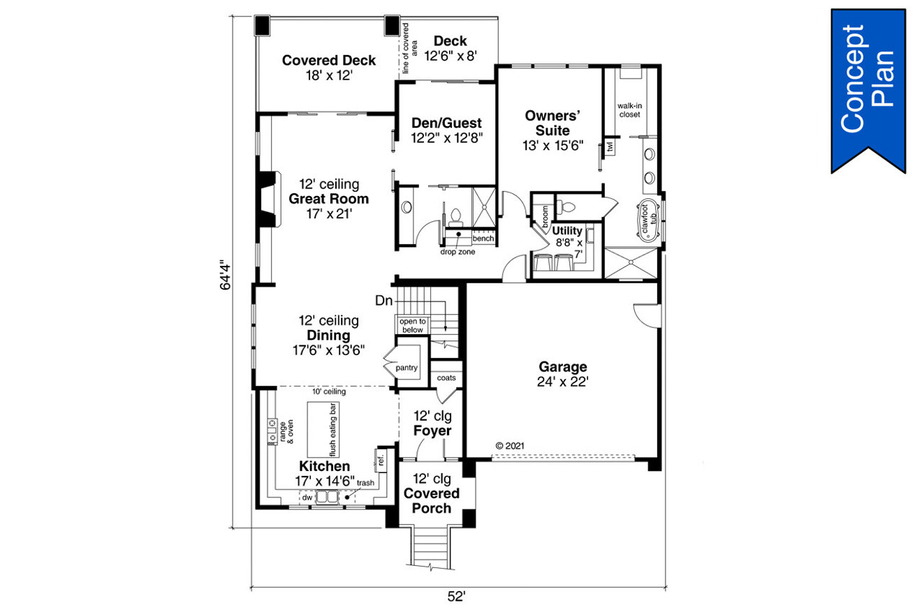 Modern House Plan - Belhaven 11226 - 1st Floor Plan