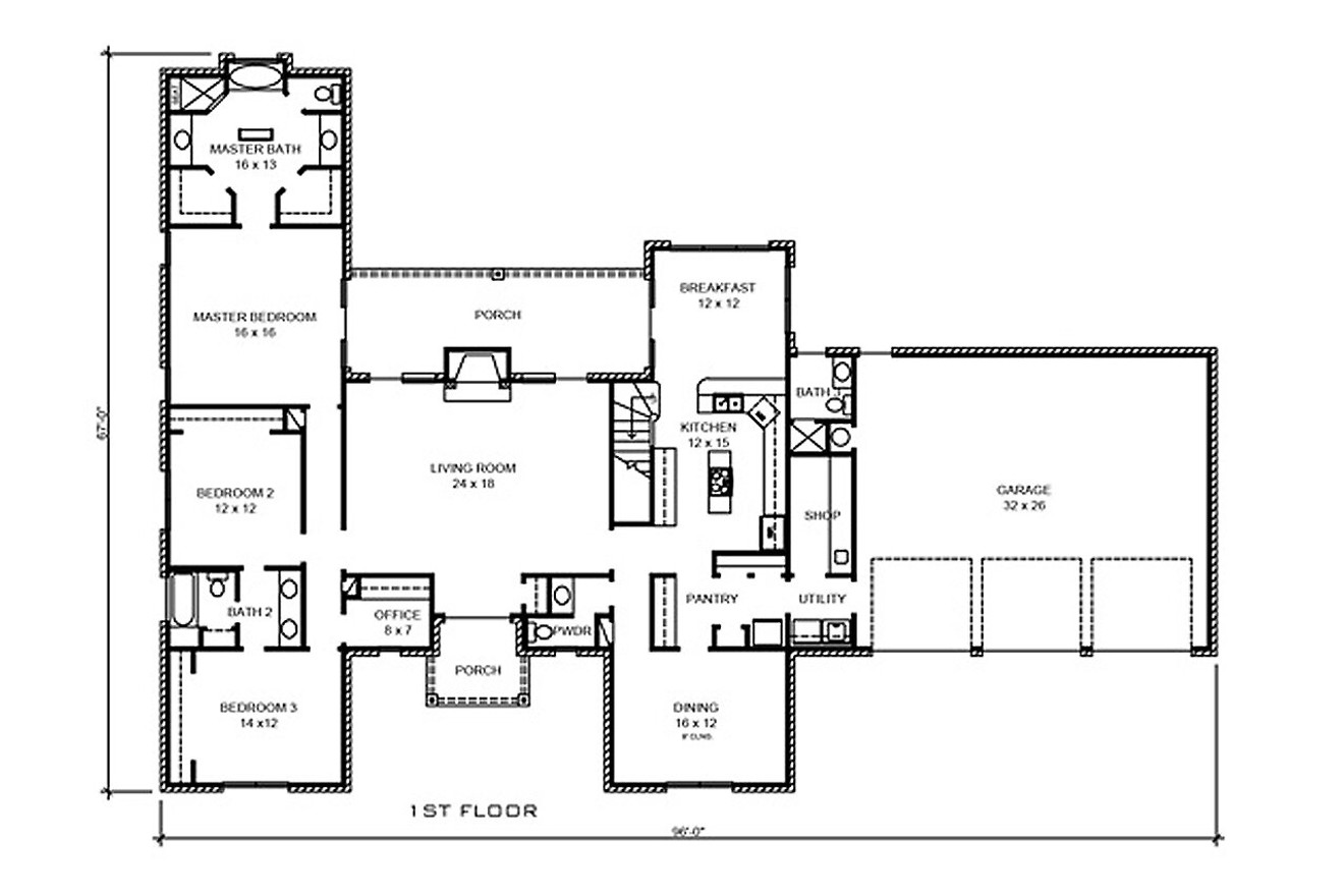 Traditional House Plan - Coleman 11355 - 1st Floor Plan