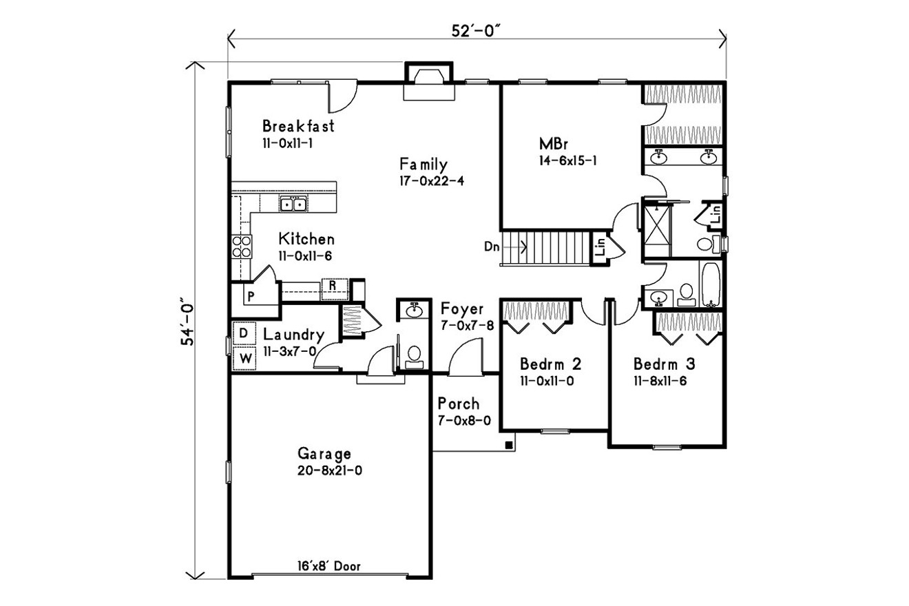 Traditional House Plan - 11443 - 1st Floor Plan