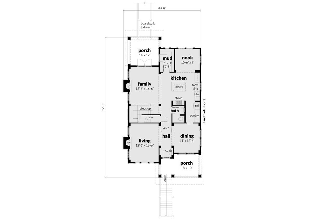 Cape Cod House Plan - Landmark 11634 - 1st Floor Plan
