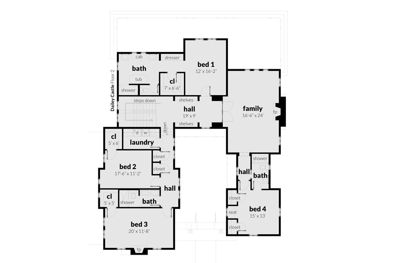 European House Plan - Dailey 12057 - 2nd Floor Plan
