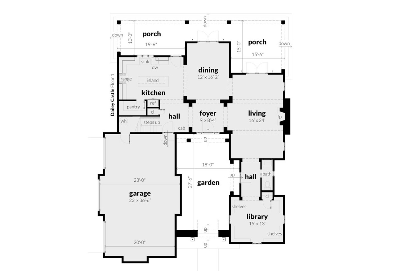 European House Plan - Dailey 12057 - 1st Floor Plan