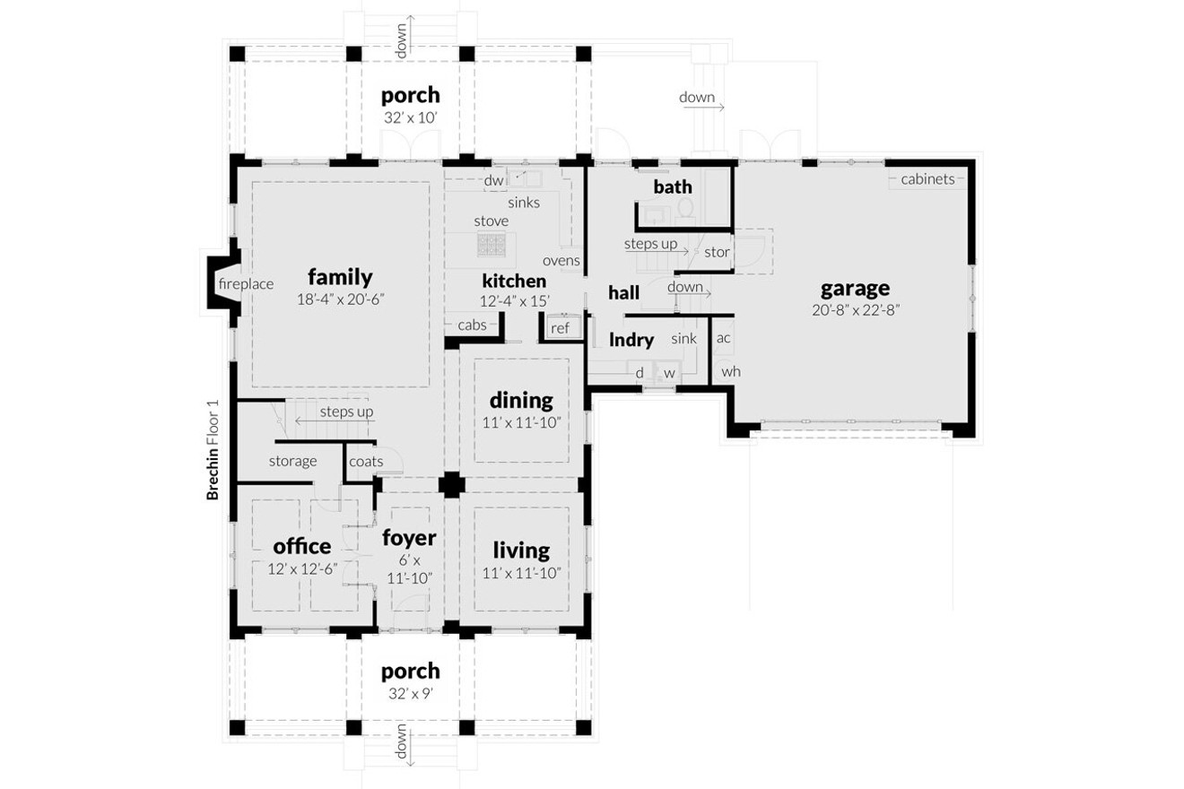 Craftsman House Plan - Brechin 12072 - 1st Floor Plan