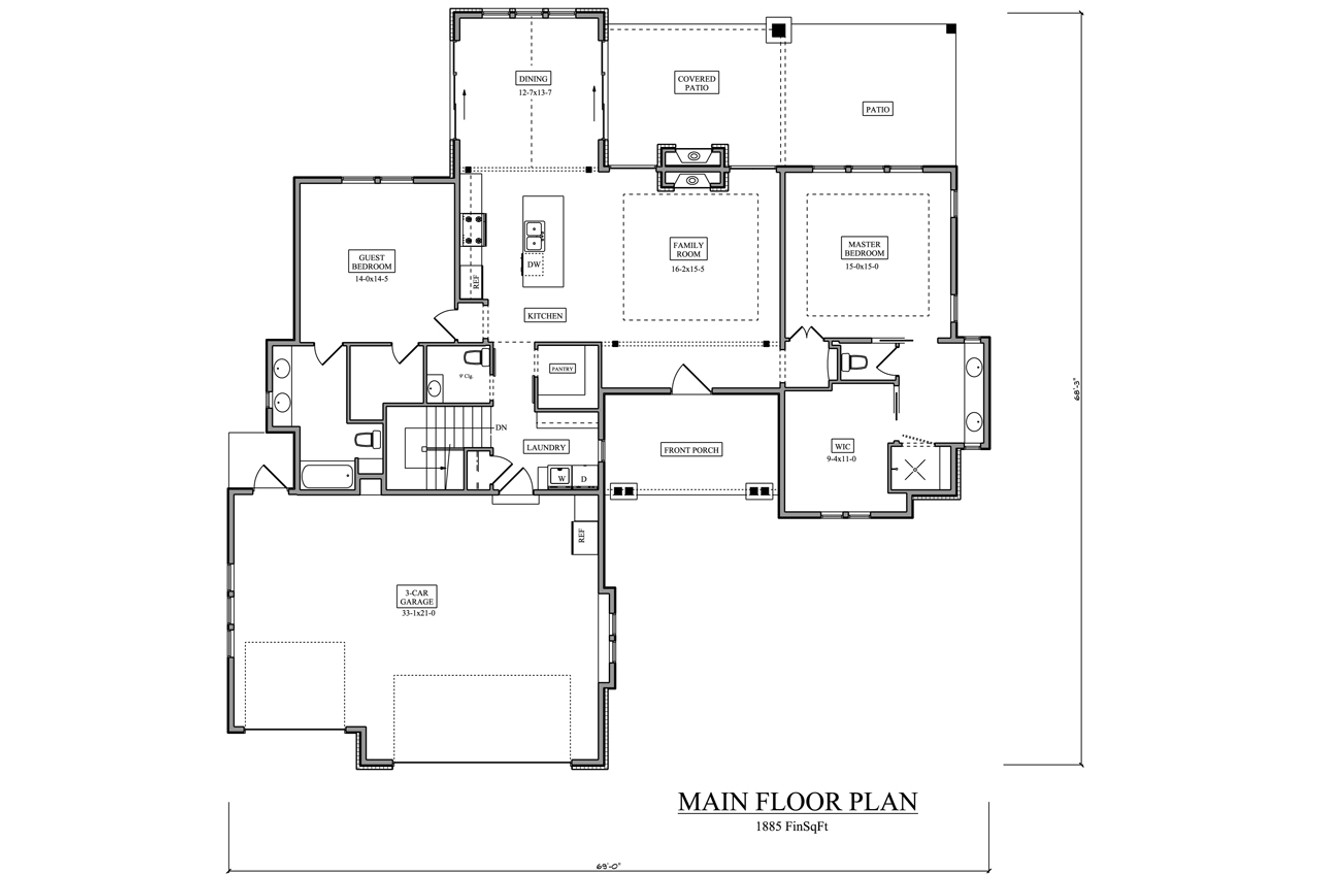 European House Plan - Dorchester 12313 - 1st Floor Plan