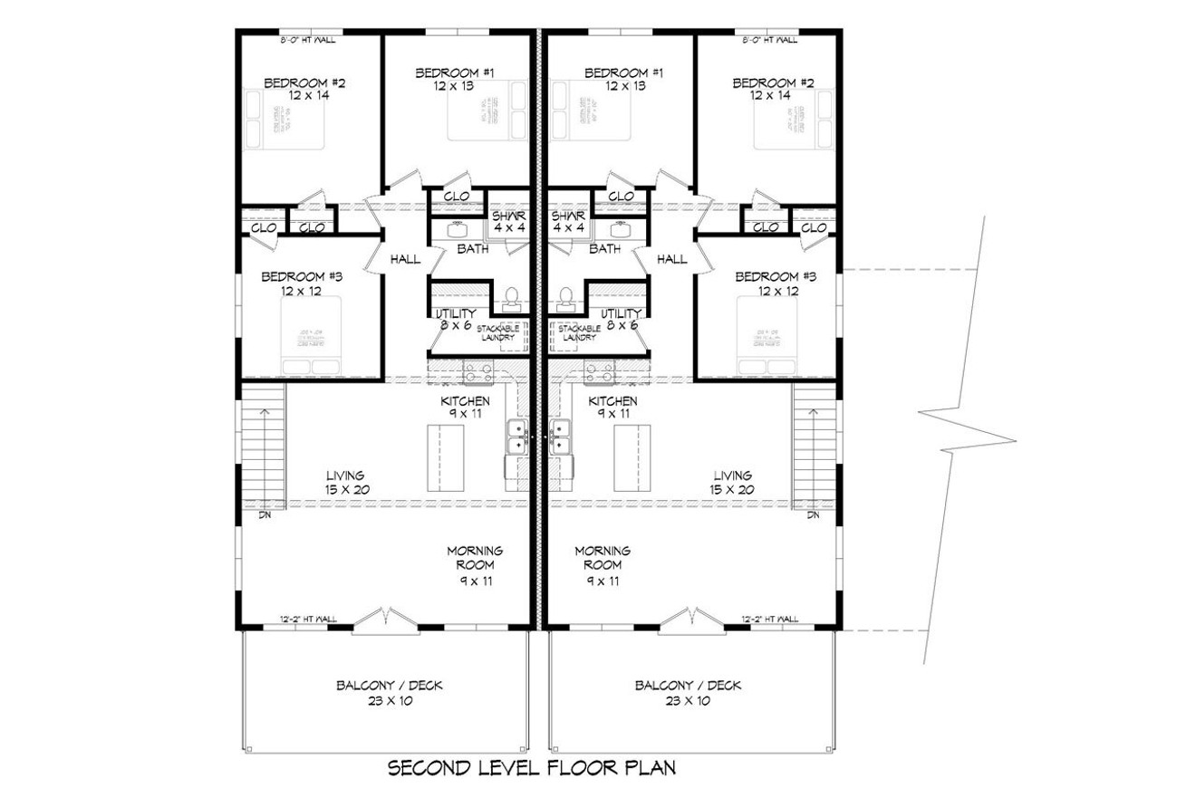 Secondary Image - Modern House Plan - Hubbard 12455 - 2nd Floor Plan