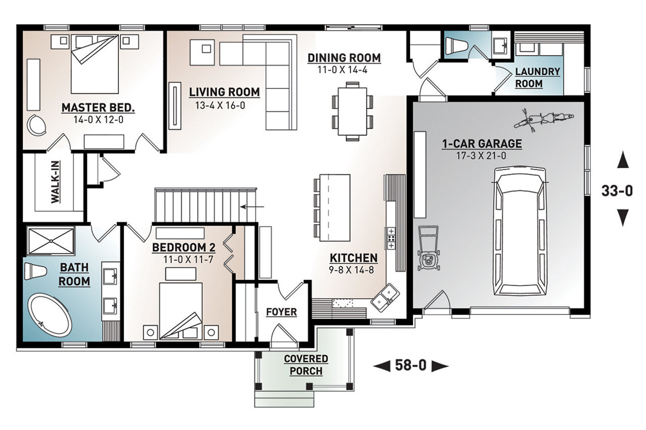 Ranch House Plan - Erindale 4 12765 - 1st Floor Plan