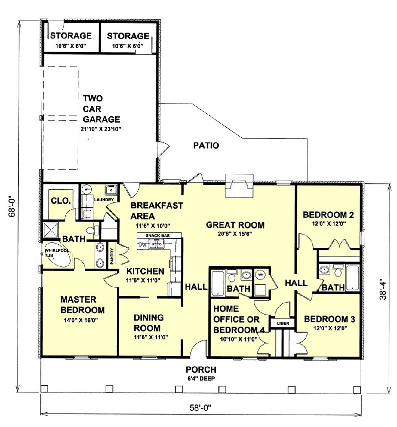 Traditional House Plan - 12837 - 1st Floor Plan