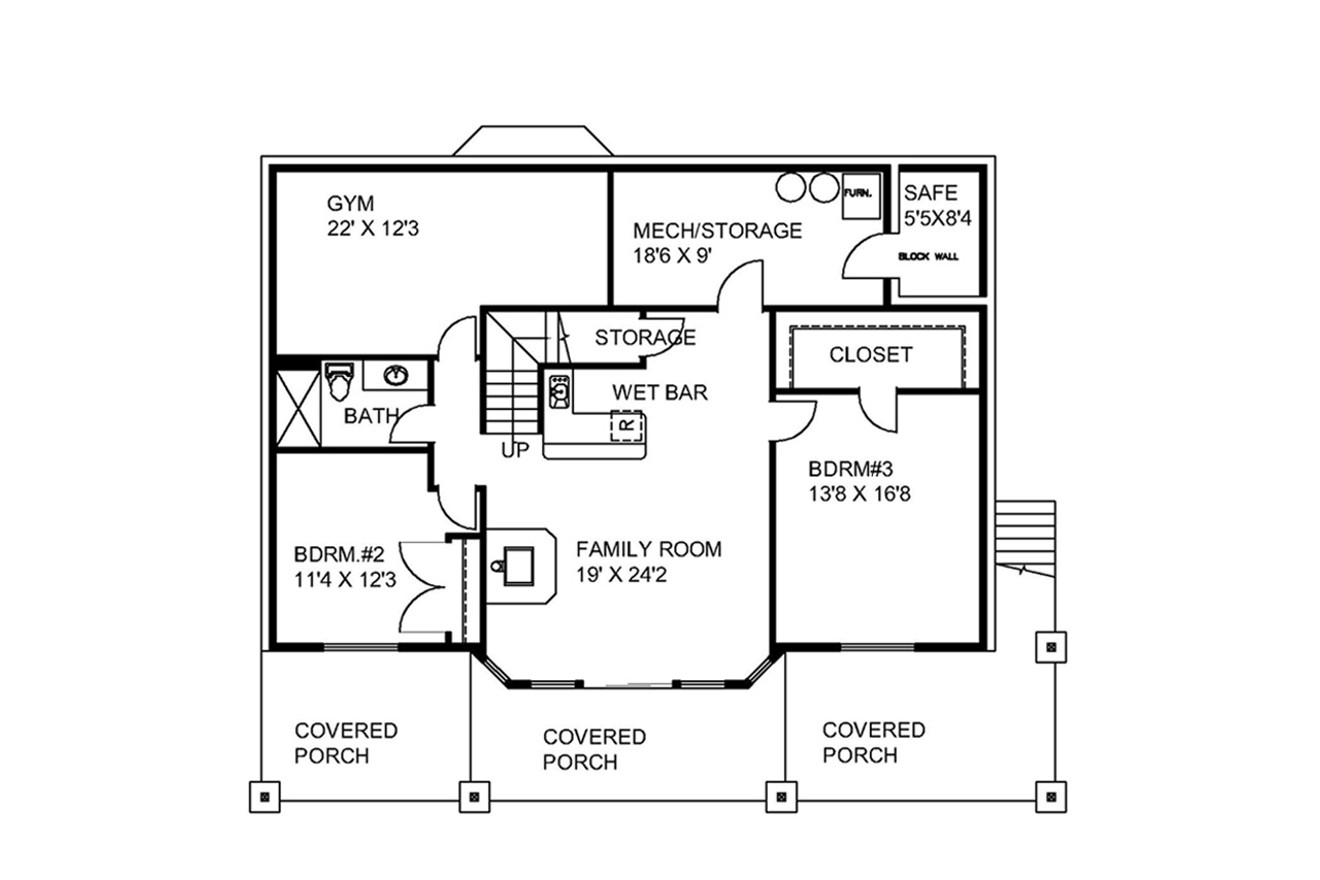 Lodge Style House Plan - 13101 - Basement Floor Plan
