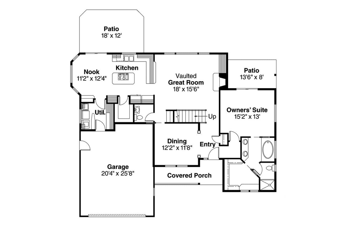Country House Plan - Everett 13635 - 1st Floor Plan