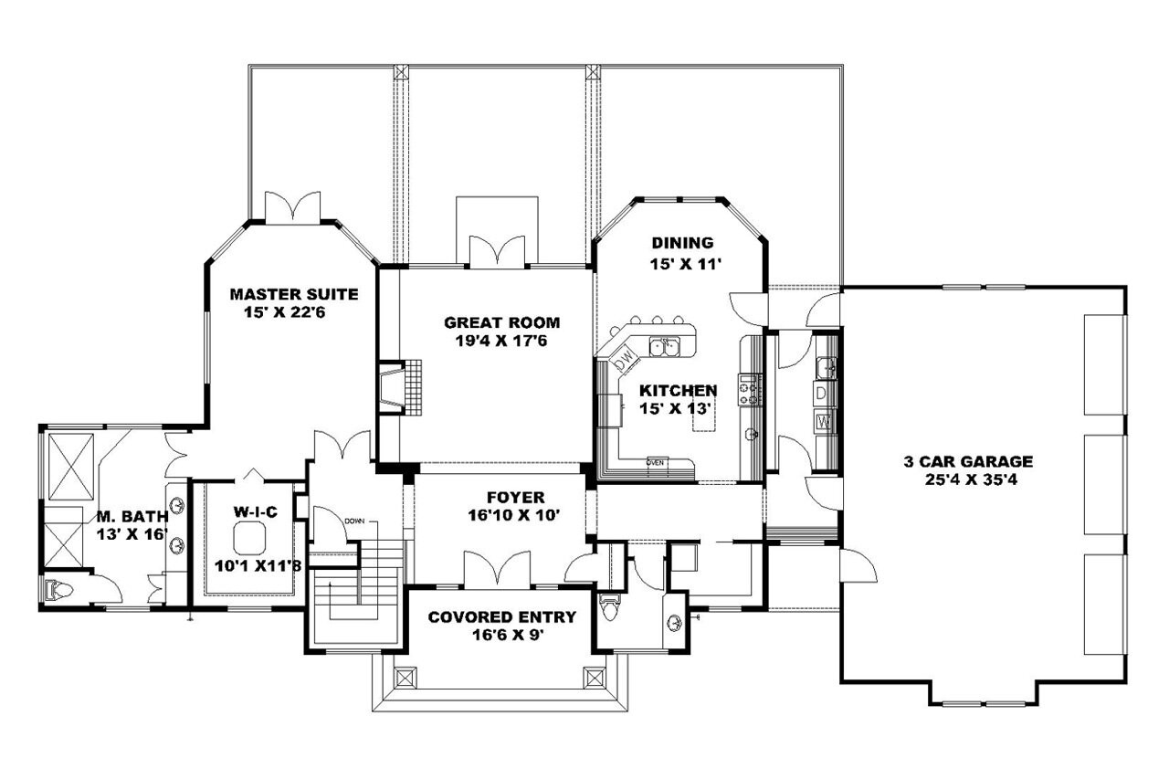 Lodge Style House Plan - 14056 - 1st Floor Plan