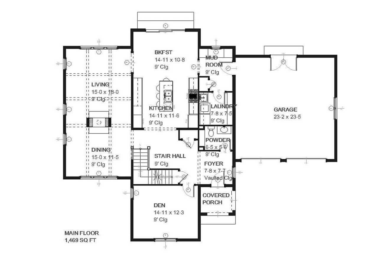 Tudor House Plan - Cadillac 14275 - 1st Floor Plan