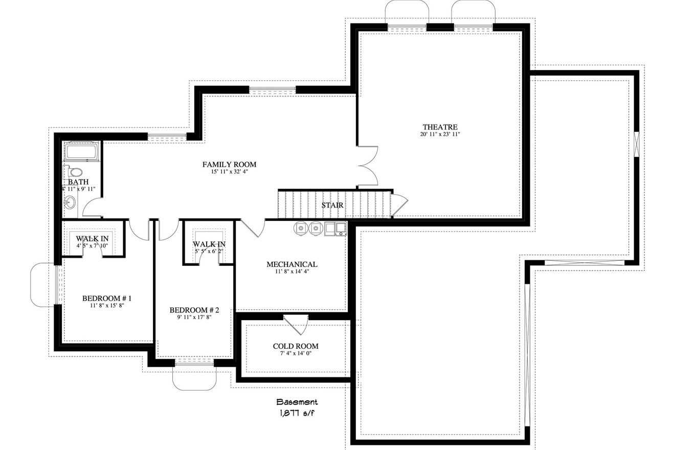 Ranch House Plan - Adamson 14325 - Basement Floor Plan