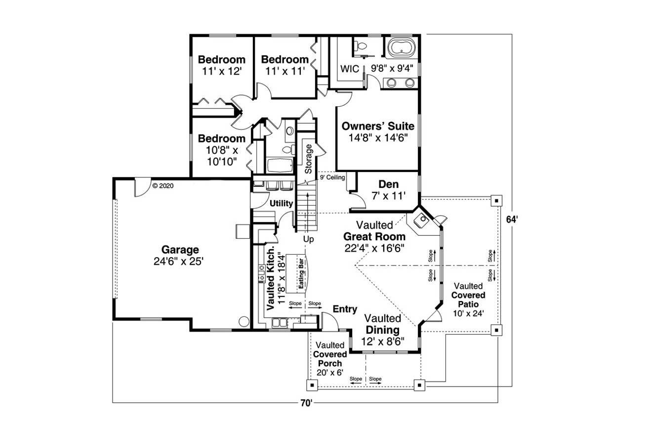 Craftsman House Plan - Westcott 14661 - 1st Floor Plan