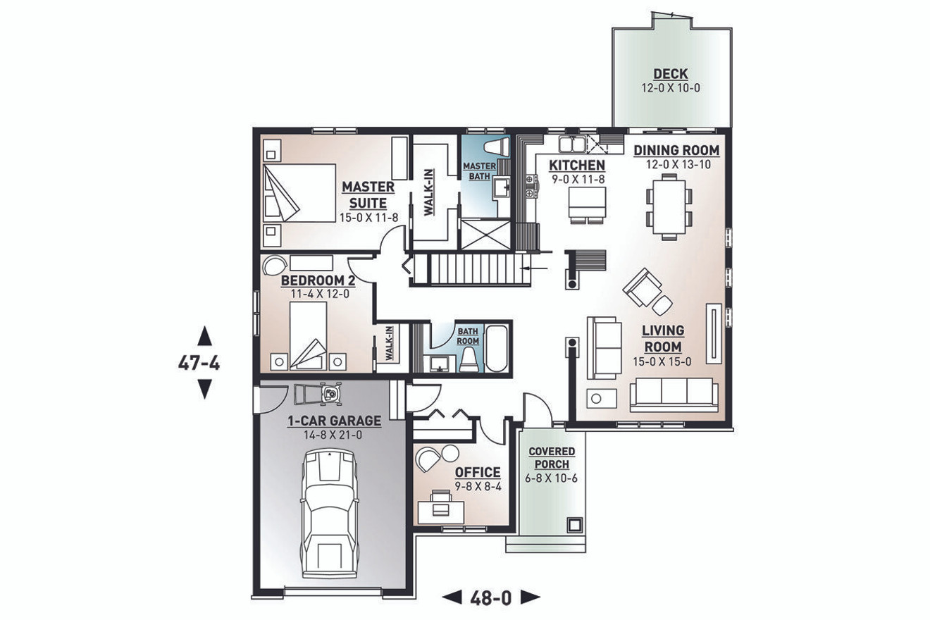 Craftsman House Plan - Woodside 14695 - 1st Floor Plan