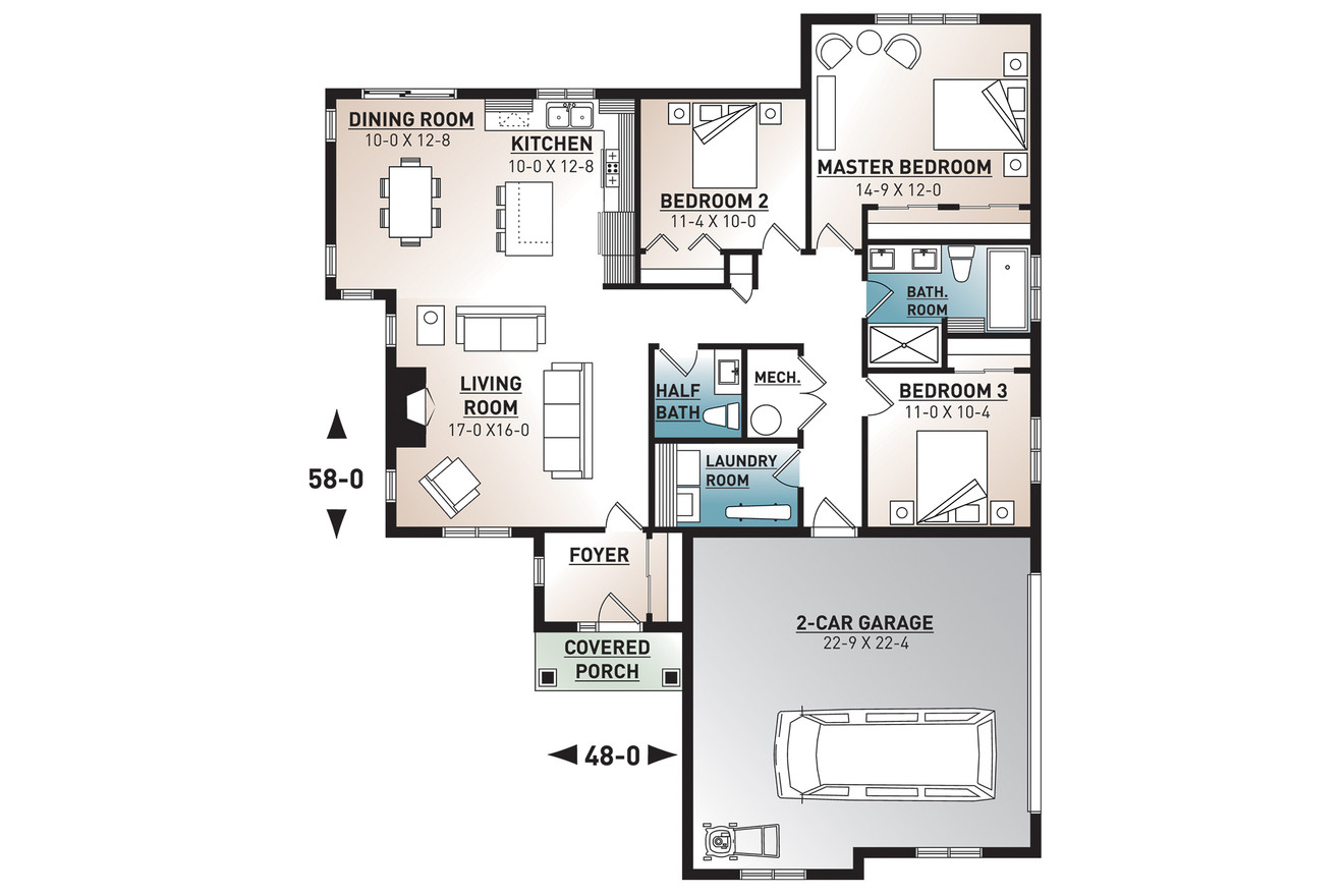 Craftsman House Plan - Providence 5 14857 - 1st Floor Plan