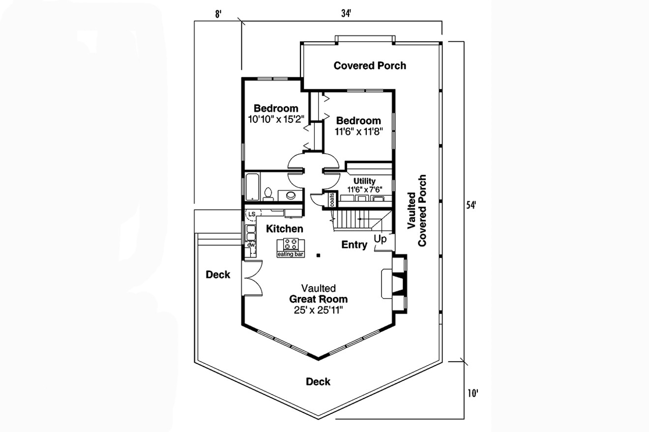 A-Frame House Plan - Gerard 15090 - 1st Floor Plan