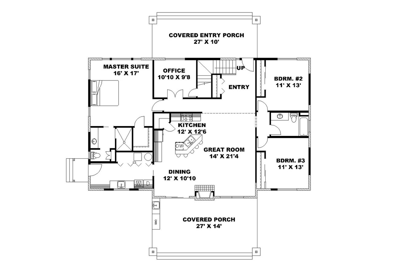 Contemporary House Plan - 15223 - 1st Floor Plan