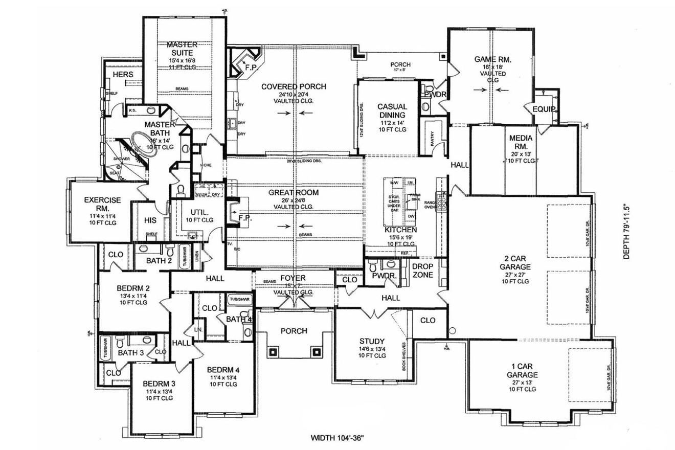 Craftsman House Plan - Sabine 15361 - 1st Floor Plan