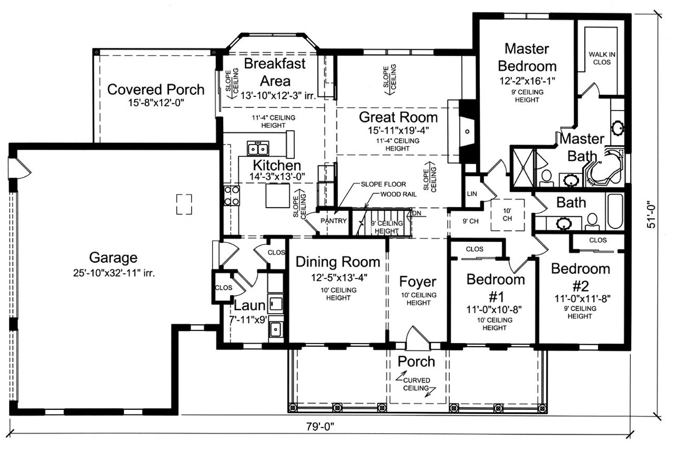 Ranch House Plan - Claudia 15553 - 1st Floor Plan
