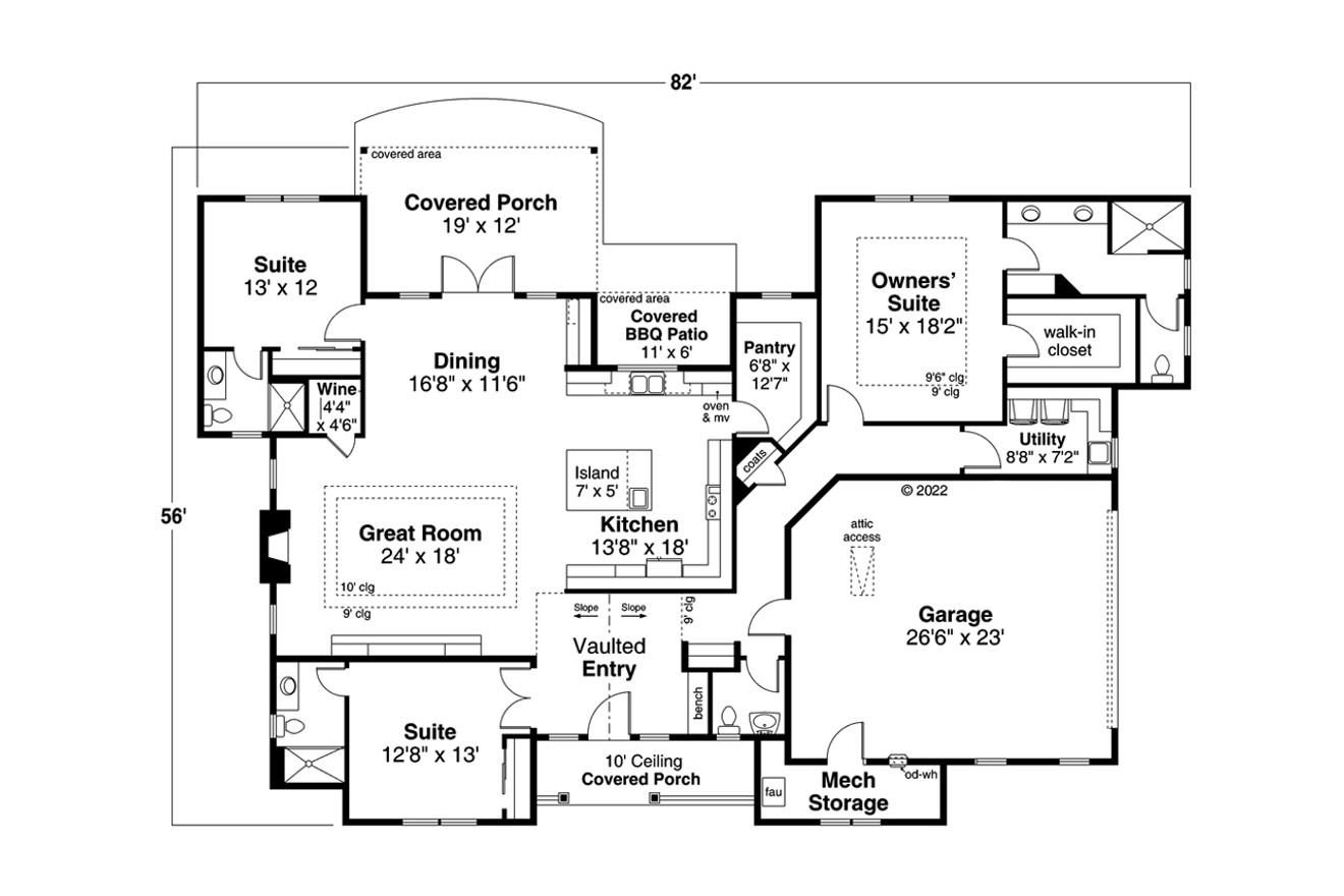 Craftsman House Plan - Chehalis 15685 - 1st Floor Plan